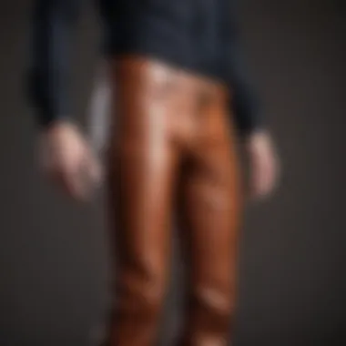 Stylish leather flare pants on display