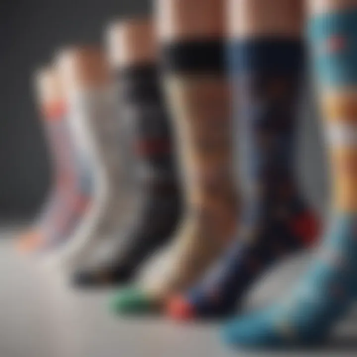 Infographic depicting the evolution of sock designs through various fashion eras.