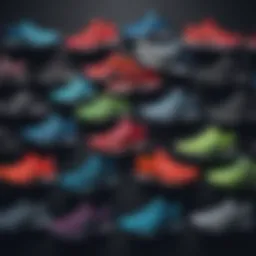 An array of Under Armour lightweight running shoes showcasing various colors and designs.